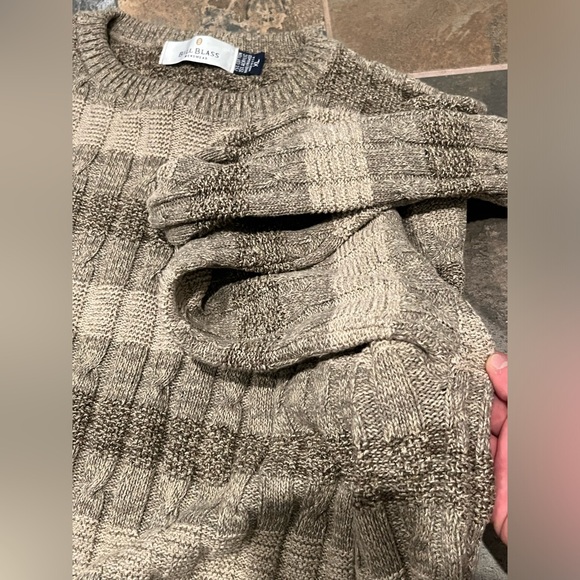 Vintage Made in USA Bill Blass Brown cable knit striped sweater men’s size XL - Picture 7 of 8